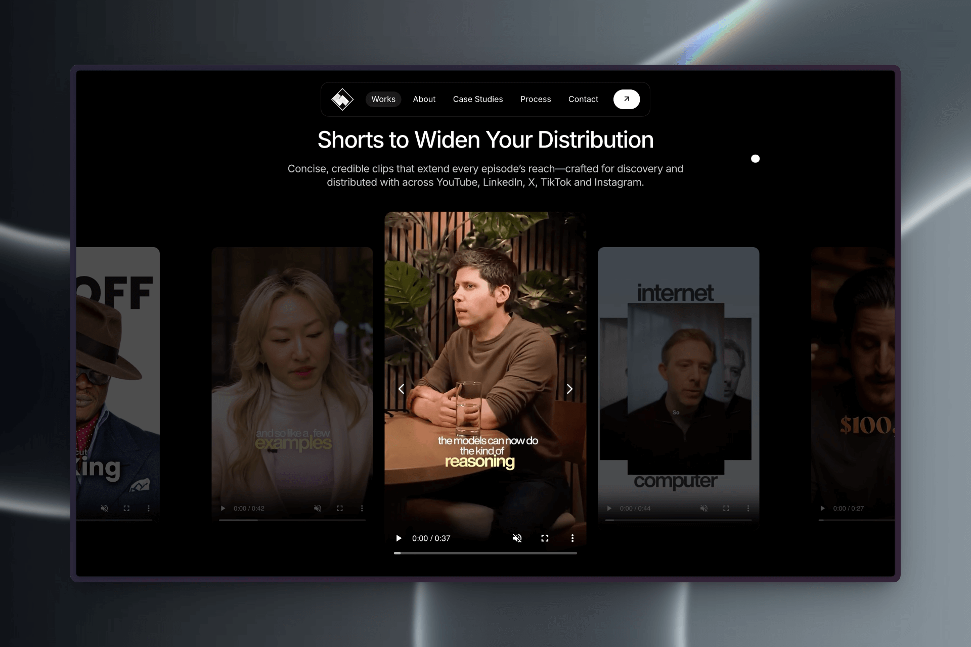 Media Production website design portfolio section